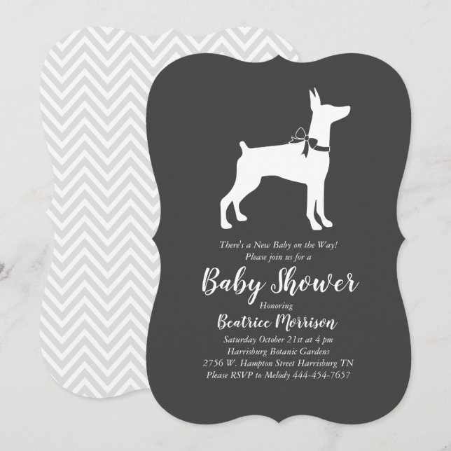 Doberman Pinscher Baby Shower Gender Neutral Inbjudningar (Fram/baksida)