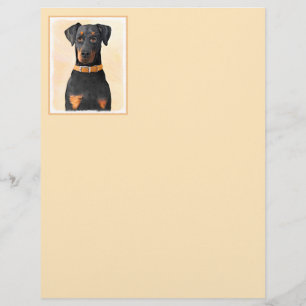 Doberman Pinscher beskärde målning originaltecknin