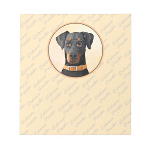 Doberman Pinscher beskärde målning originaltecknin Anteckningsblock
