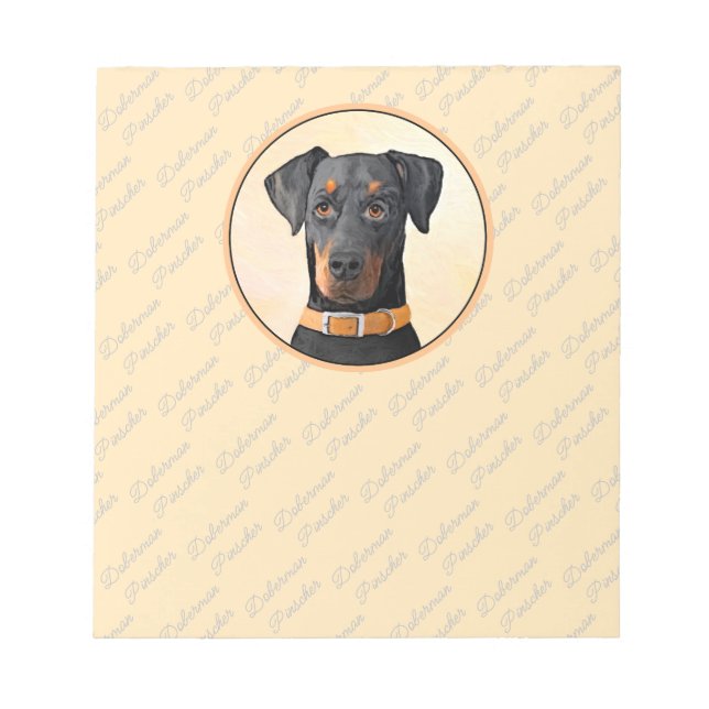 Doberman Pinscher beskärde målning originaltecknin Anteckningsblock (Framsida)