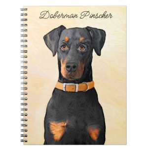 Doberman Pinscher beskärde målning originaltecknin Anteckningsbok