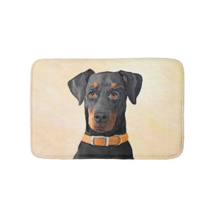 Doberman Pinscher beskärde målning originaltecknin Badrumsmatta