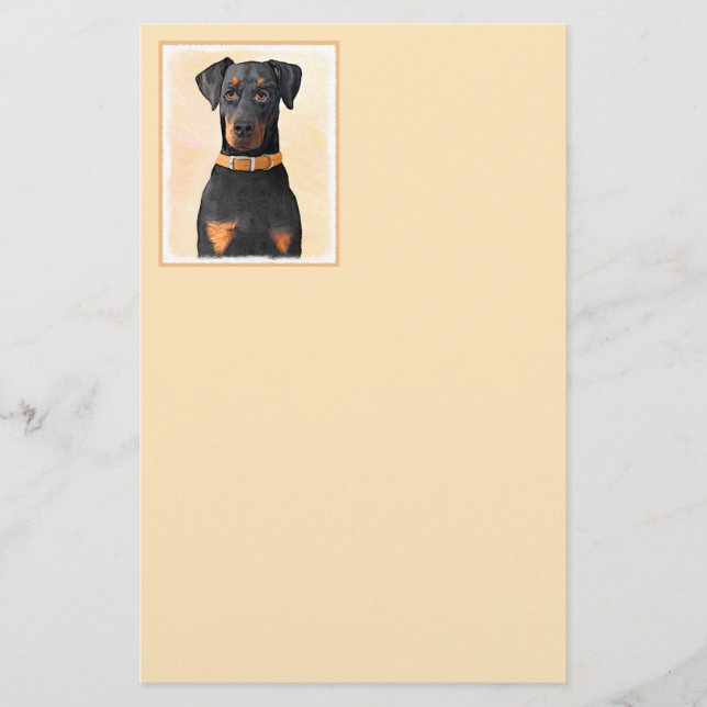 Doberman Pinscher beskärde målning originaltecknin Brevpapper (Framsida)