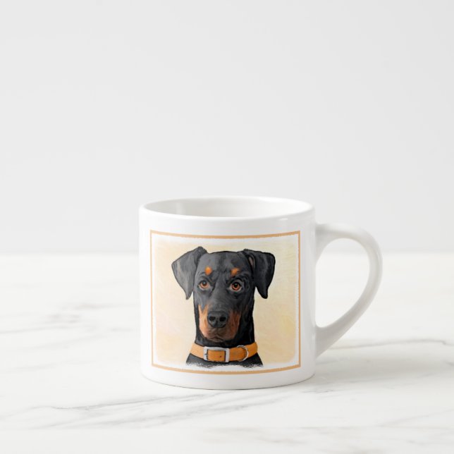 Doberman Pinscher beskärde målning originaltecknin Espressomugg (Höger)