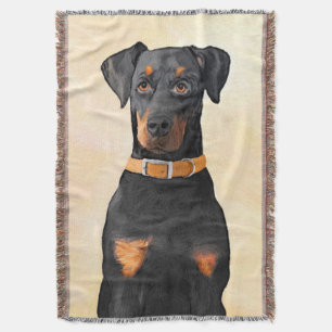 Doberman Pinscher beskärde målning originaltecknin Filt