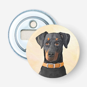Doberman Pinscher beskärde målning originaltecknin Flasköppnare