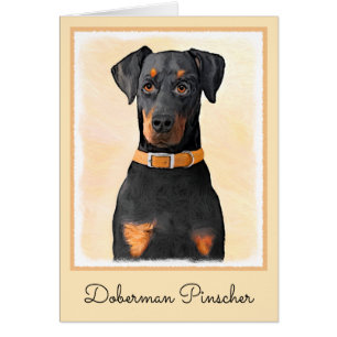Doberman Pinscher beskärde målning originaltecknin Hälsningskort