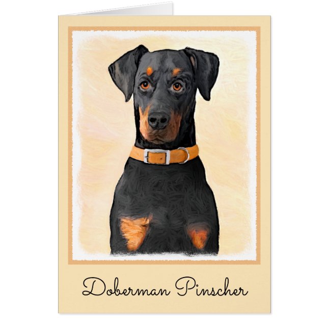 Doberman Pinscher beskärde målning originaltecknin Hälsningskort (Framsidan)