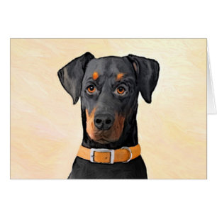 Doberman Pinscher beskärde målning originaltecknin Hälsningskort