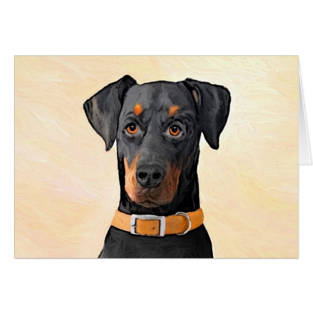 Doberman Pinscher beskärde målning originaltecknin Hälsningskort (Framsidan Horizontal)