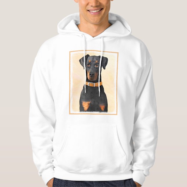 Doberman Pinscher beskärde målning originaltecknin Hoodie (Framsida)