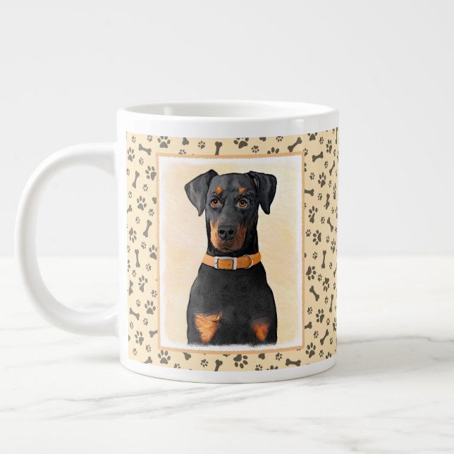 Doberman Pinscher beskärde målning originaltecknin Jumbo Mugg (Vänster)