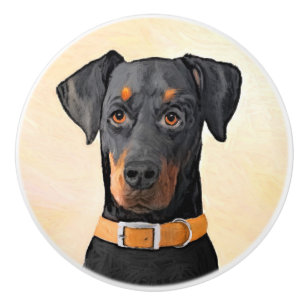Doberman Pinscher beskärde målning originaltecknin Knopp