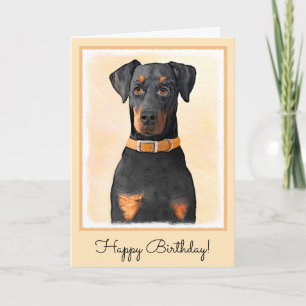 Doberman Pinscher beskärde målning originaltecknin Kort
