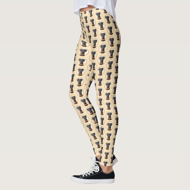 Doberman Pinscher beskärde målning originaltecknin Leggings (Vänster)