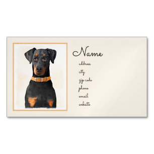 Doberman Pinscher beskärde målning originaltecknin Magnetiska Visitkort