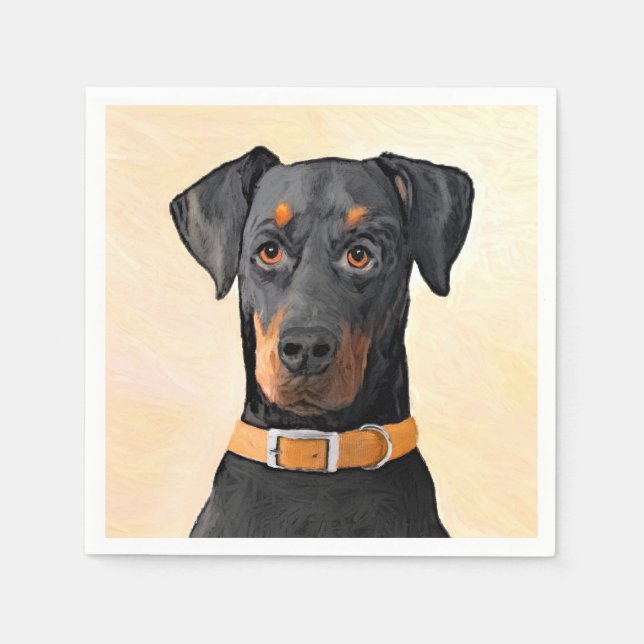 Doberman Pinscher beskärde målning originaltecknin Pappersservett (Framsidan)