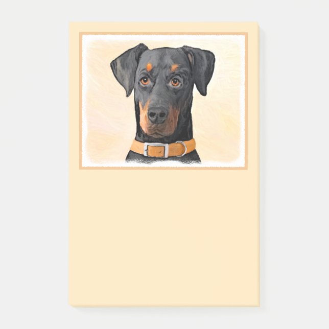 Doberman Pinscher beskärde målning originaltecknin Post-it Block (Framsida)