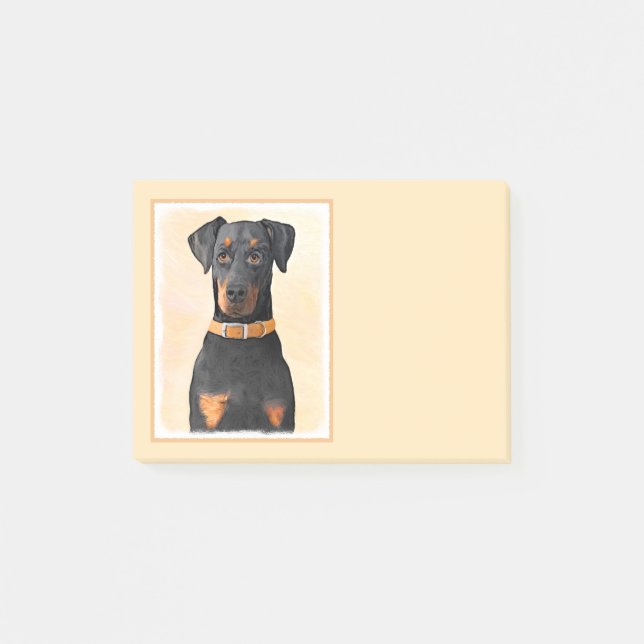 Doberman Pinscher beskärde målning originaltecknin Post-it Block (Framsida)