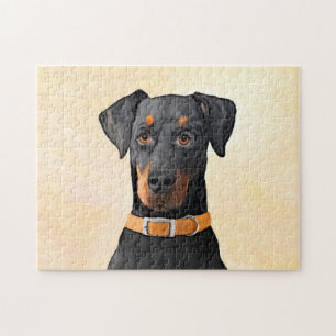 Doberman Pinscher beskärde målning originaltecknin Pussel