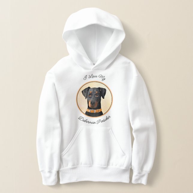 Doberman Pinscher beskärde målning originaltecknin T Shirt (Laydown)
