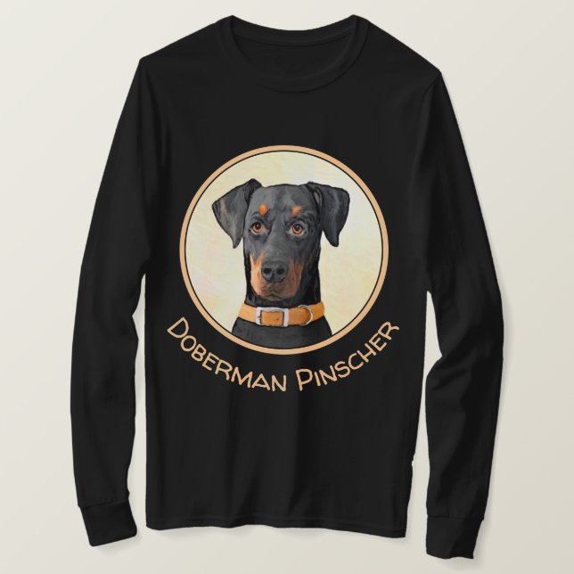 Doberman Pinscher beskärde målning originaltecknin T Shirt (Design framsida)