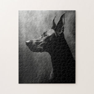 Doberman Pinscher Black and White Pussel
