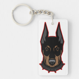 Doberman Pinscher Black & Red Dobermann Nyckelring