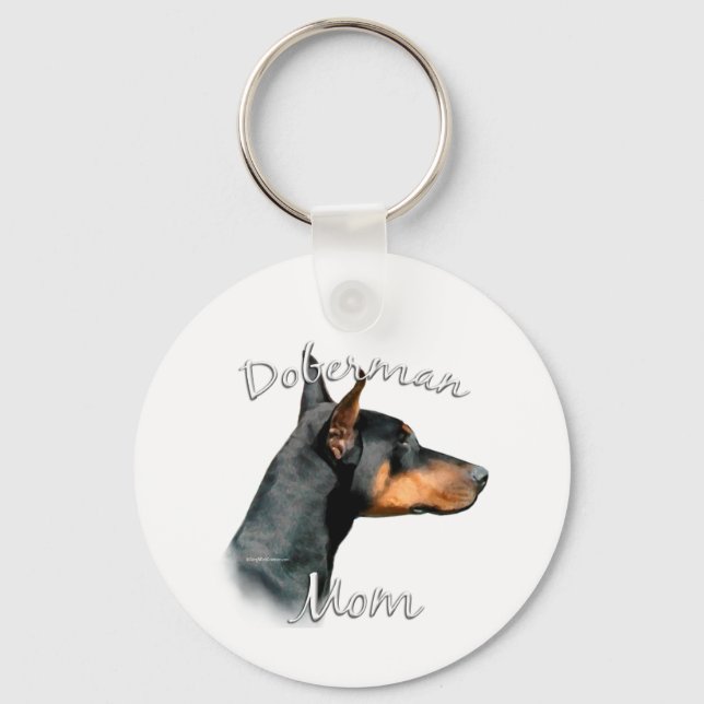 Doberman Pinscher (blk) Mamma 2 Nyckelring (Framsida)