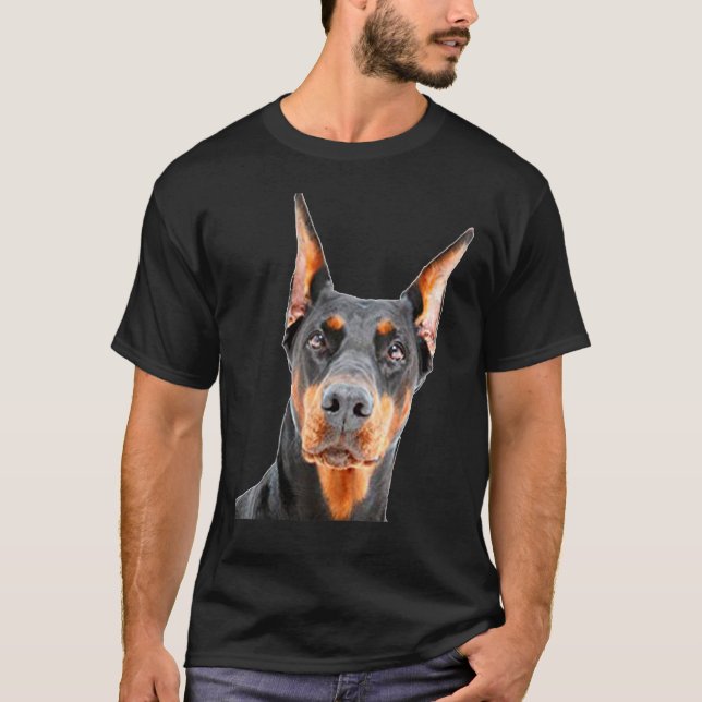 Doberman Pinscher Breed Dog Face T Shirt (Framsida)