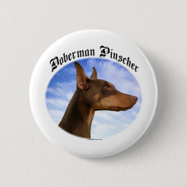 Doberman Pinscher Clouds - Button Knapp (Framsida)