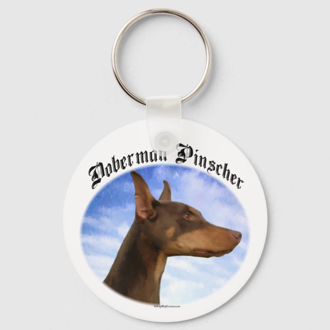 Doberman Pinscher Clouds Keychain Nyckelring (Framsida)