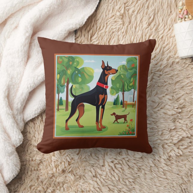 Doberman Pinscher Cute Soffa Kudde (Filt)