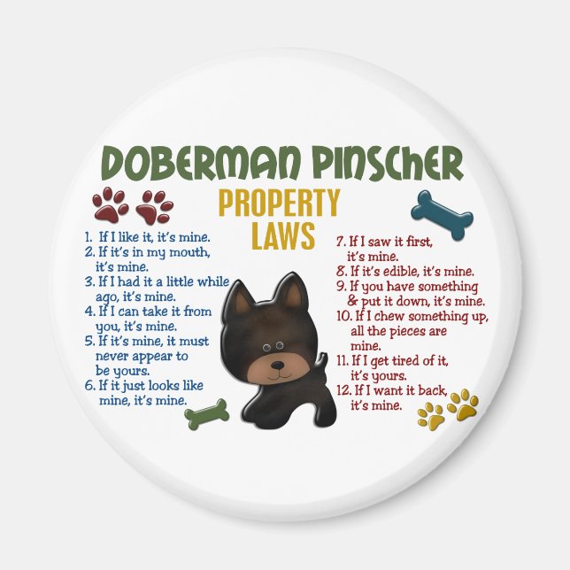Doberman Pinscher Egendom Laws 4 Magnet (Framsidan)