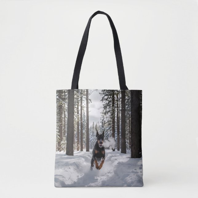 Doberman Pinscher Elegant Tote Bag Tygkasse (Framsida)