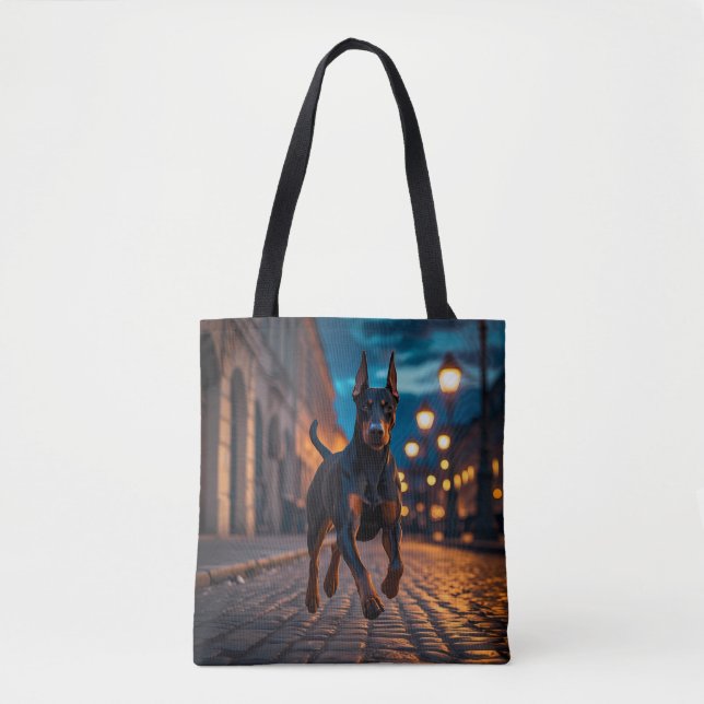Doberman Pinscher Elegant Tote Bag Tygkasse (Framsida)