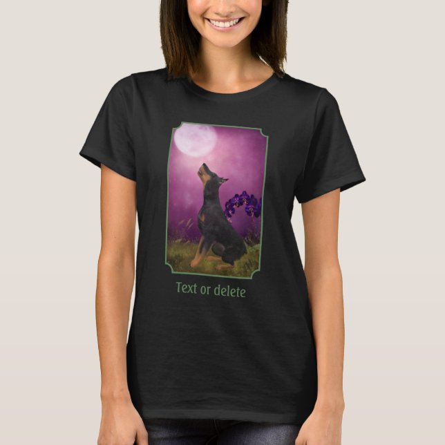 Doberman Pinscher Fantasy Orchids Dog Art  T Shirt (Framsida)