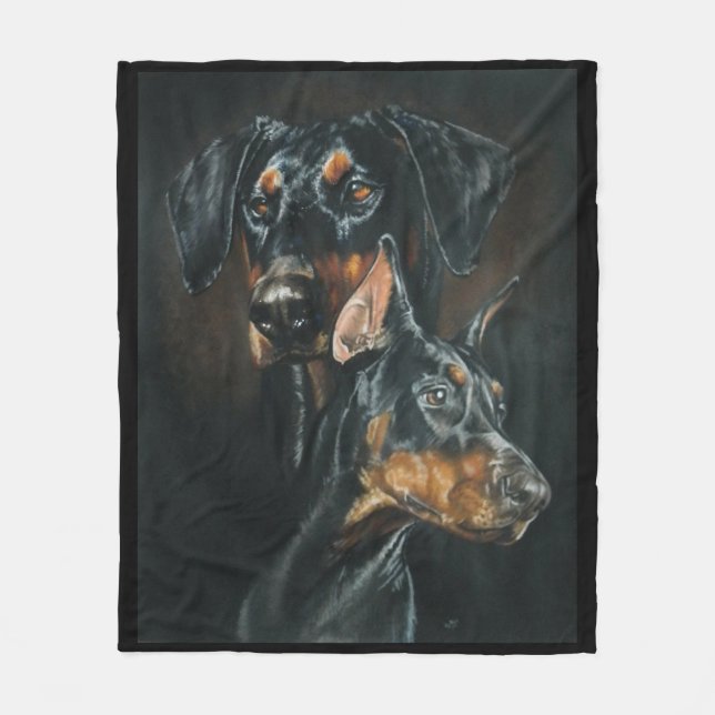 Doberman Pinscher Fleecefilt (Framsidan)