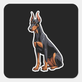 Doberman Pinscher Fyrkantigt Klistermärke