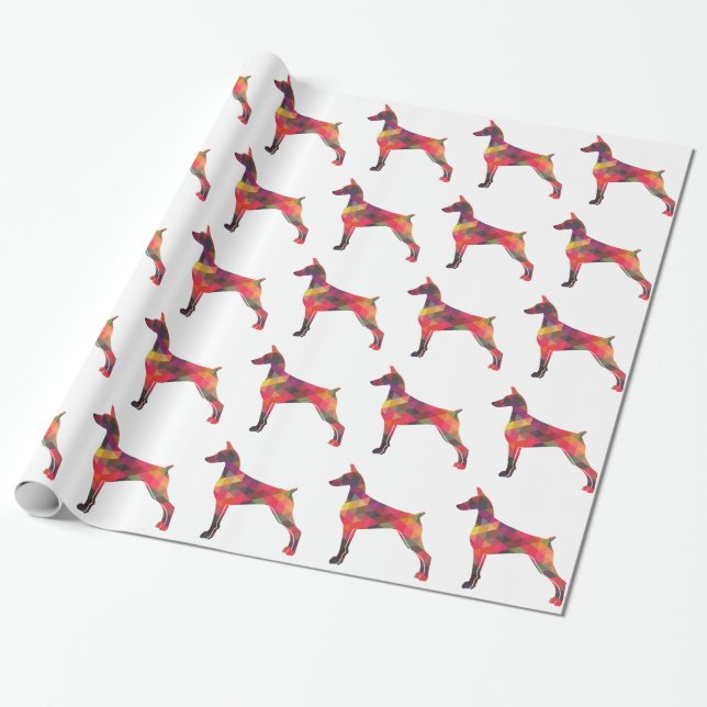 Doberman Pinscher Geometric Patten Silhouette Presentpapper (Utrullad)
