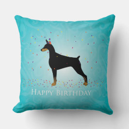 Doberman Pinscher Grattis på födelsedagen Design Kudde