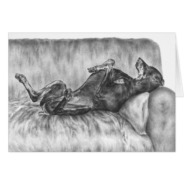 Doberman Pinscher Guard Teckning av Kelli Svan OBS Kort (Framsidan Horizontal)