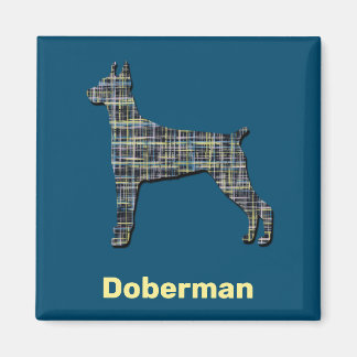 Doberman Pinscher Gult & Black Grid Line Magnet