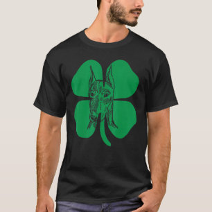 Doberman Pinscher Head Grönt Shamrock Saint Patric T Shirt