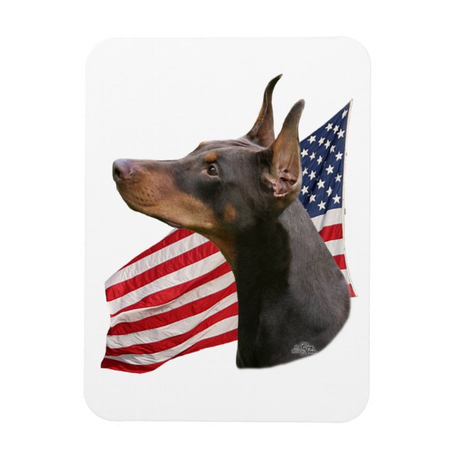 Doberman Pinscher head- red Magnet (Vertikal)