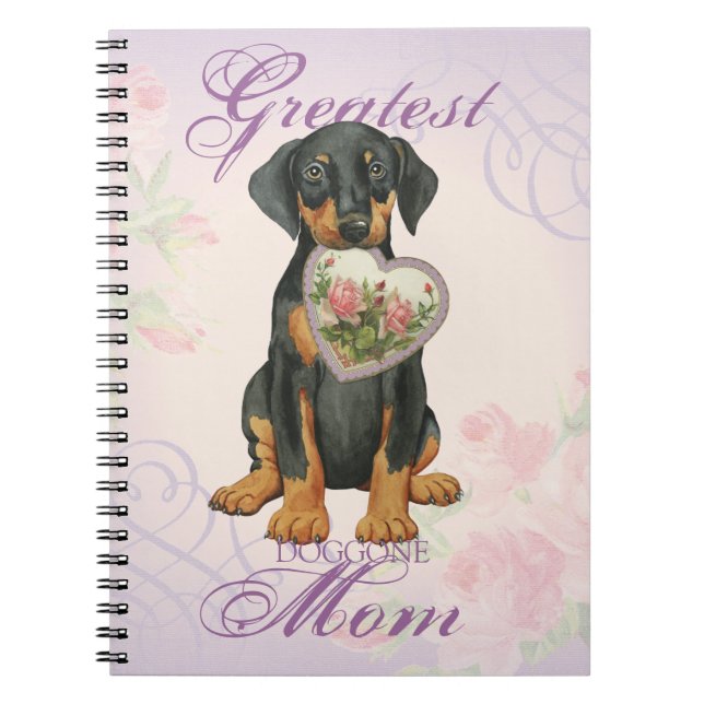 Doberman Pinscher Heart Mamma Anteckningsbok Med Spiral (Framsidan)