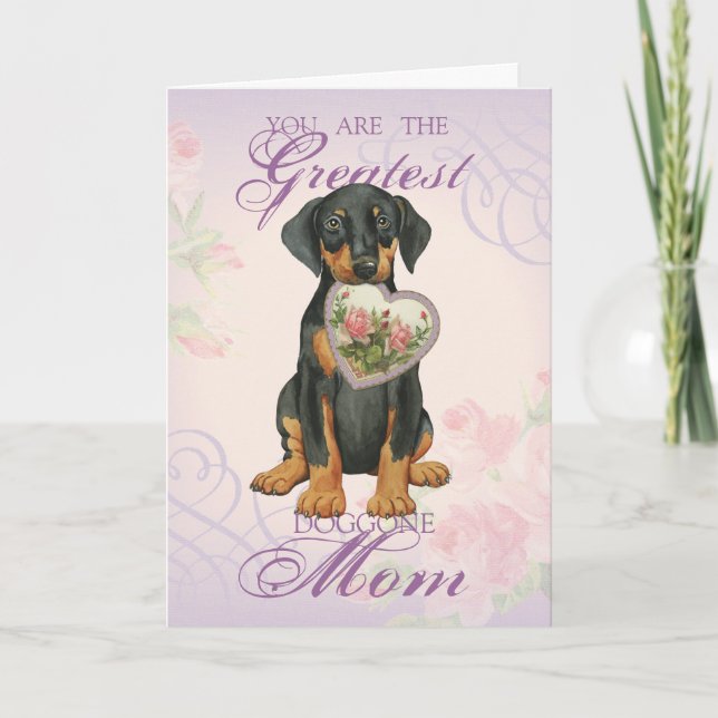 Doberman Pinscher Heart Mamma Kort (Framsida)
