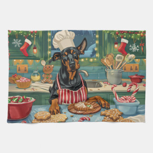 Doberman Pinscher Helgdag Baking Festive jul Kökshandduk