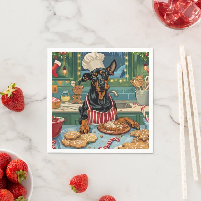 Doberman Pinscher Helgdag Baking Festive jul Pappersservett (Insitu)