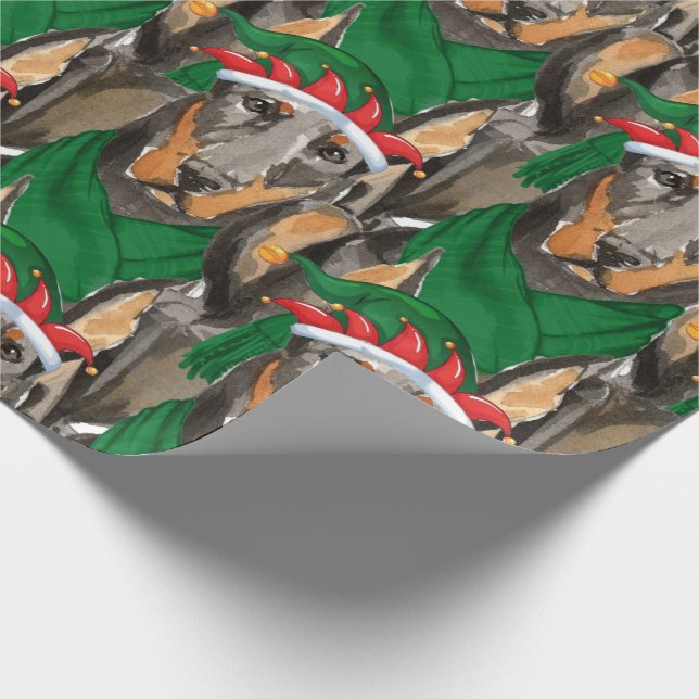 Doberman Pinscher Hund älskare Patterned jul Presentpapper (Hörn)